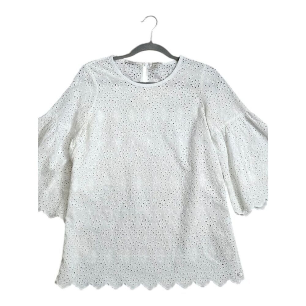 Scotch & Soda White Eyelet Bell-Sleeve Blouse